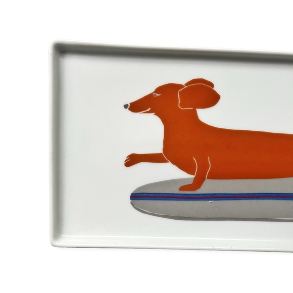 Claudia Pearson for West Elm - Weinerdog Dachshund Doxie Plate - Surf Surfboard - Picture 2 of 5